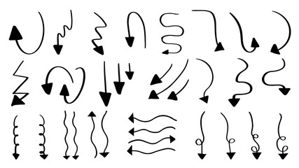 Arrow vector doodle. Hand drawn sketch arrows design for business plan and education.