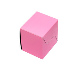 Pink paper square box on a white background.