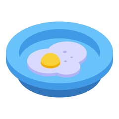 Plate fried egg icon. Isometric of plate fried egg vector icon for web design isolated on white background
