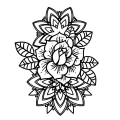 Rose Tattoo, mystic symbol. Flower with string of beads.