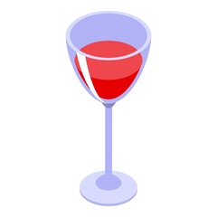Wine glass icon. Isometric of wine glass vector icon for web design isolated on white background