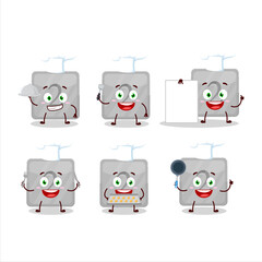 Cartoon character of silver first button with various chef emoticons