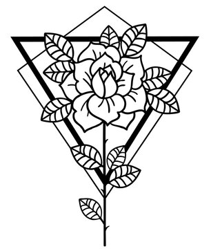 Tattoo Rose flower.Tattoo, mystic symbol. Vintage style.