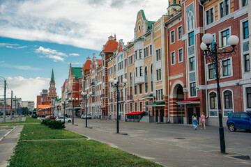 Russia, Yoshkar-Ola, July 24, 2020, pedestrian street along the Kremlin.