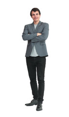 in full growth. a smiling young man in casual clothes