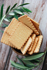 edible square dry cookies in a plate