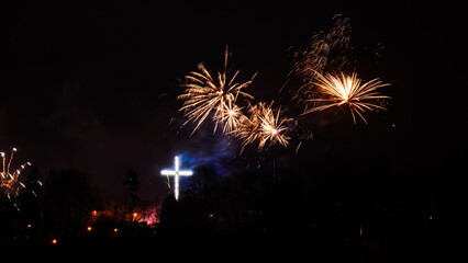 Colorful fireworks at holiday night