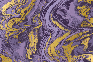 Purple and gold marble pattern. Abstract background. Vector illustration.