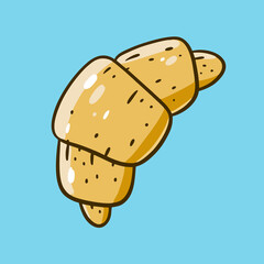 Croissant logo. Hand drawn sketch. Line art style. Vector illustration.