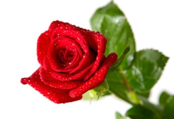 Red rose flower, on a white background.