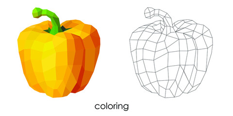 coloring polygonal vegetable yellow pepper low poly vector