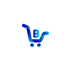 Shopping trolley, letter b logo. Online shop sign, Fashion Store icon, Marketing and E-commerce , Social Networking and Communication Digital concept for your Business.