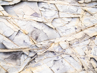 Sliced and chopped grungy white stone