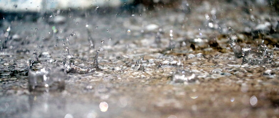 Dripping water on surface in the rain