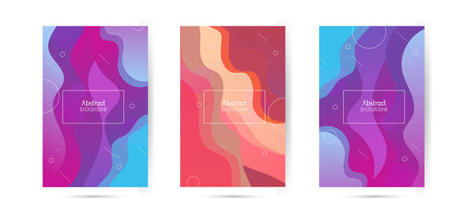 set of Abstract Fluid creative templates, set of Abstract cards, color covers set. set of Abstract Geometric design, liquids, shapes. Trendy vector collection.