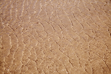 Shallow lagoon Bahia del Salado on La Graciosa, Canary Islands, textures and surfaces