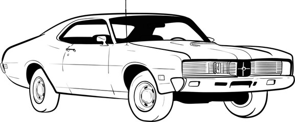 cartoon classic historic car,american muscle car,cartoon car