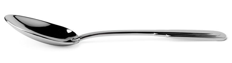 Metal steel spoon isolated on white background