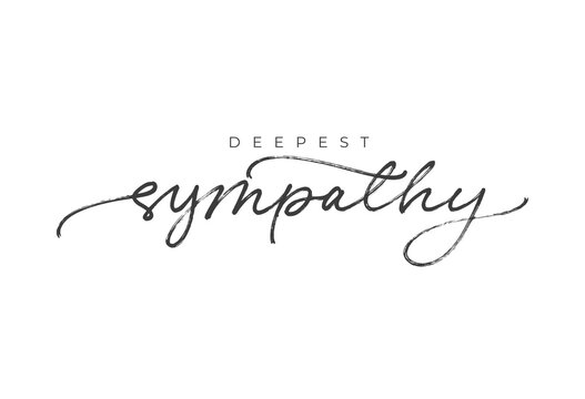 With sympathy hand drawn vector calligraphy. Ink brush black paint lettering isolated on white background. Modern phrase handwritten vector calligraphy. Postcard, greeting card, t shirt print.