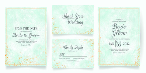 wedding invitation card template set with watercolor decoration