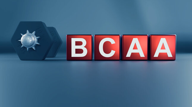 Blocks with the Letters BCAA and a dumbbell