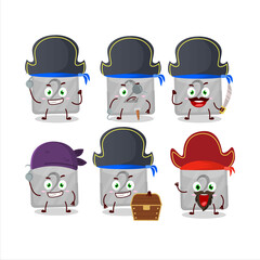 Cartoon character of silver first button with various pirates emoticons