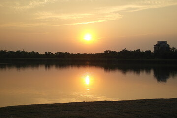 sunset over lake