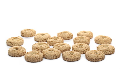Fototapeta na wymiar Tea biscuits, cookies isolated on white background