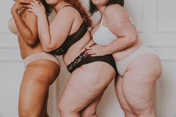 Plus size women posing for body acceptance