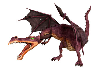 3D Rendering Fairy Tale Dragon on White