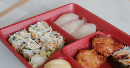 Delicious Japanese sushi lunch box