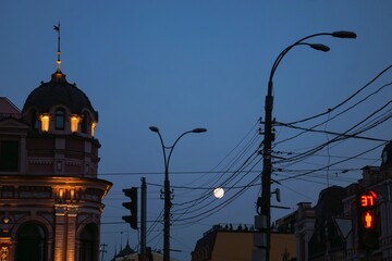 Night view of the city, moon ,architecture 