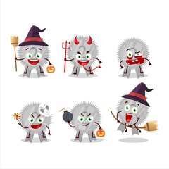 Halloween expression emoticons with cartoon character of silver medals ribbon