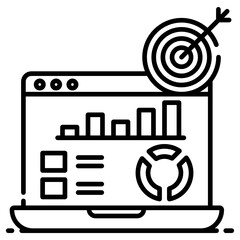 
Data driven marketing, dartboard with laptop in modern style 
