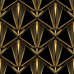 Art Deco Pattern. Vector gold black background