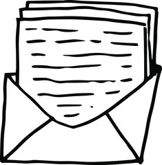 The envelope icon. New mail. A letter with a message. Open envelope.