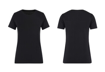 Blank black t-shirt, front and back view
