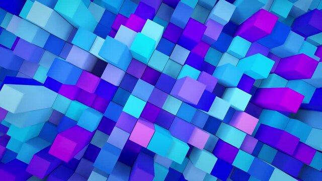 Colorful cube grow up in the city abstract background with 3d rendering.