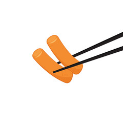 Tteokbokki Noodle vector, korean food. Spicy rice cake. chopsticks vector.