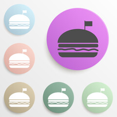 a hamburger with a flag badge color set. Simple glyph, flat vector of web icons for ui and ux, website or mobile application