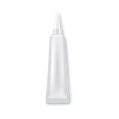 Blank tube for glue or color template, realistic vector illustration isolated.