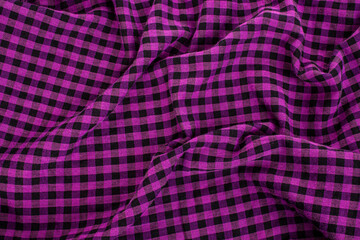 purple plaid fabric background texture top view