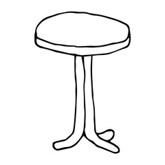 Doodle round coffee table isolated on white background. Vector illustration. 