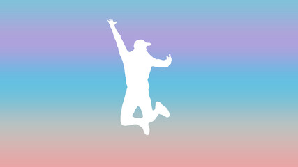 Fototapeta na wymiar Silhouette of a guy in a jump.Illustration of a happy man jumping