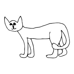 Cartoon  doodle cat isolated on white background. Vector illustration.    