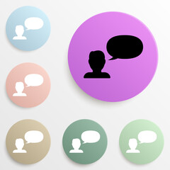 the man is talking badge color set. Simple glyph, flat vector of web icons for ui and ux, website or mobile application