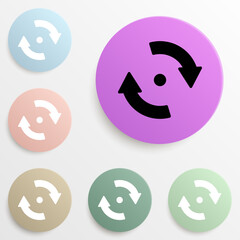 point and arrows circular badge color set. Simple glyph, flat vector of web icons for ui and ux, website or mobile application