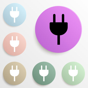 plug socket badge color set. Simple glyph, flat vector of web icons for ui and ux, website or mobile application