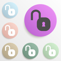 open lock badge color set. Simple glyph, flat vector of web icons for ui and ux, website or mobile application