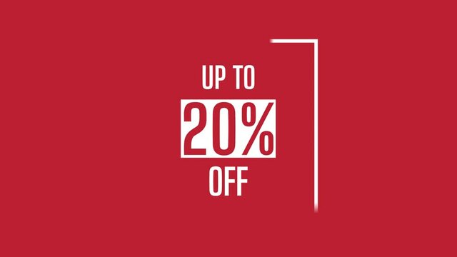 Hot sale up to 20% off 4k video motion graphic animation. Royalty free stock footage. Seamless deal offer promo banner.